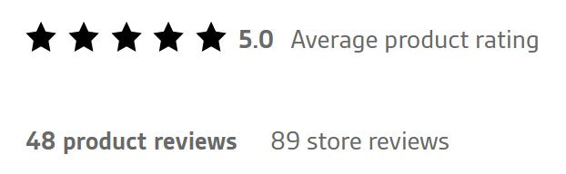 5 star reviews from our first squarespace store.