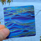 Serenity. Painting of blue ripples of water. #spreadwisdomwishes affirmation cards.